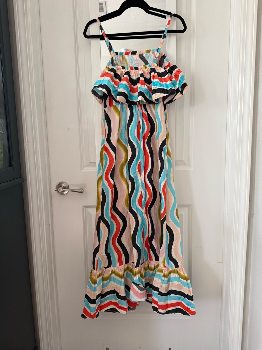 FARM Rio Multicolor Wavy-Stripe Ruffled Maxi Dress - Picture 6 of 8